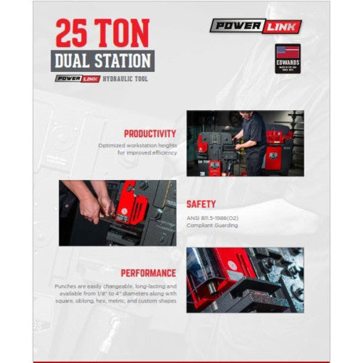 Edwards 25 Ton Dual Station and Portable Power Unit 3 Phase, 230 Volt HAT2520