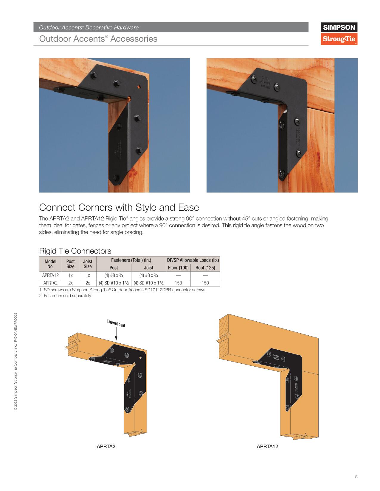 Simpson Strong-Tie APRTA2 Rigid Tie Angle Joist/Post ZMAX Black Powder Coated