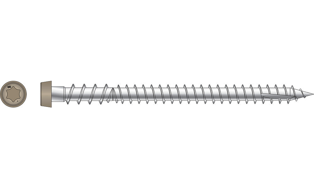 Simpson #10 x 2-3/4" Tan, Deck-Drive DCU Composite Screw, 316 Stainless Steel 