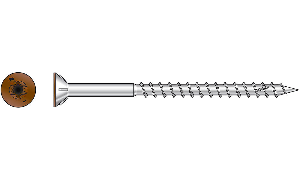 Simpson #10 3" 305 SS Deck-Drive DWP Wood Screw, Tan 01, T25, Flat Head