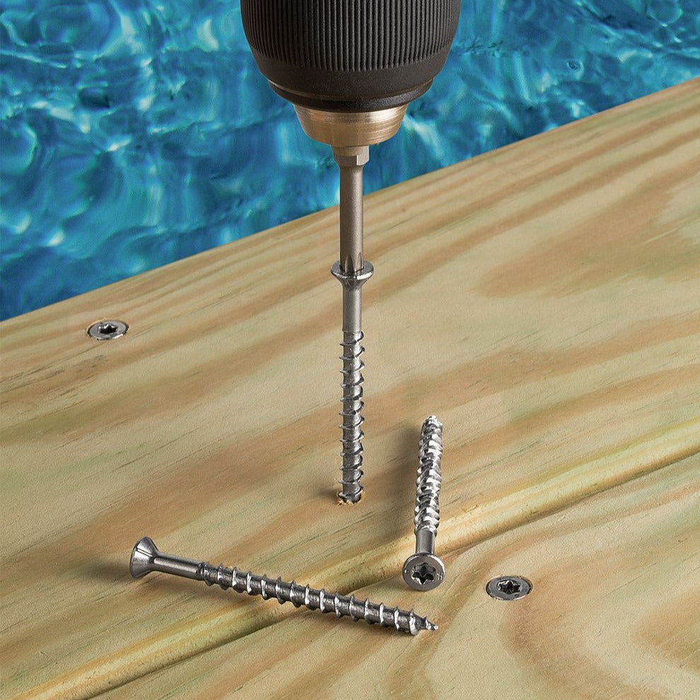Simpson S07225WP #7 2-1/4" Deck-Drive DWP Wood SS Screw, 305 Stainless Steel, Trim head, T15