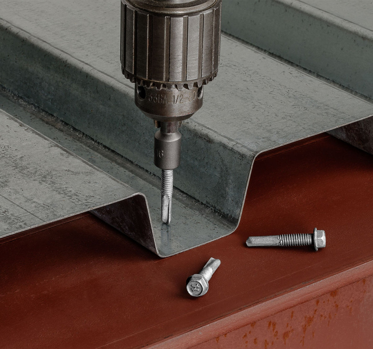 Strong-Drive Self-Drilling X Metal Screw installed