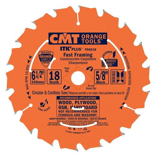 CMT P06018 ITK-Plus Fast Framing Blade 6-1/2" x 5/8" T18 ATB+Shear