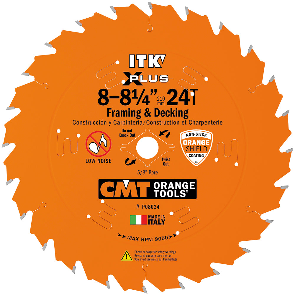 CMT P08024 ITK-Plus Fast Framing Blade 8-8-1/4" x 5/8" T24 ATB+Shear