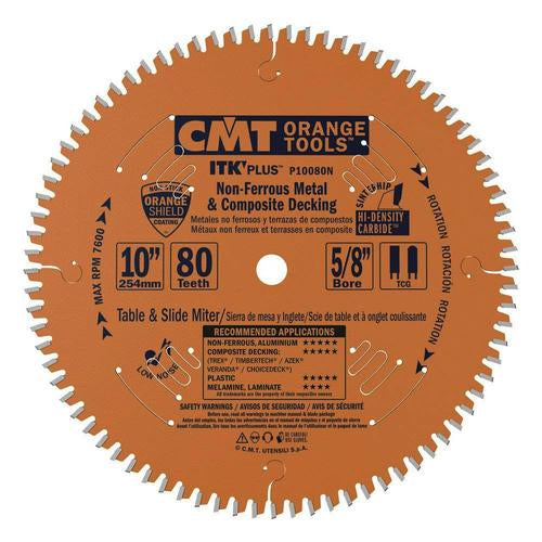 CMT P10080N ITK+ Non-Ferrous Metal & Composite Decking Blade 10"x5/8" T80 TCG