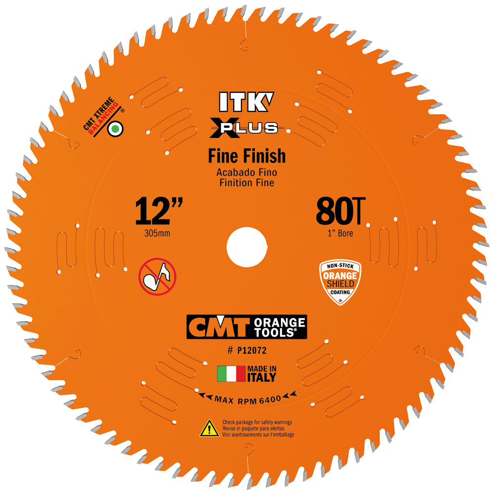 CMT P12072 ITK-Plus Finish Blade 12" x 1" T72 ATB+Shear
