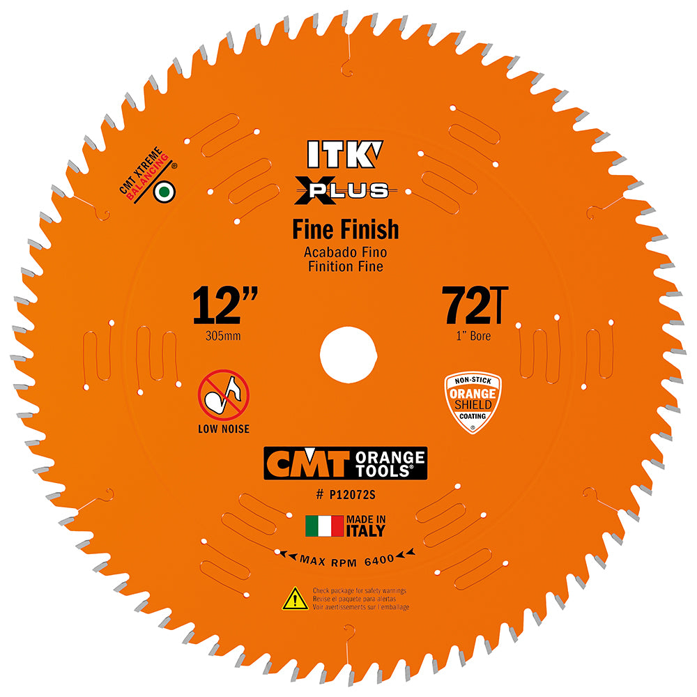 CMT P12072S ITK-Plus Finish Sliding Compound Blade 12" x 1" T72 ATB+Shear