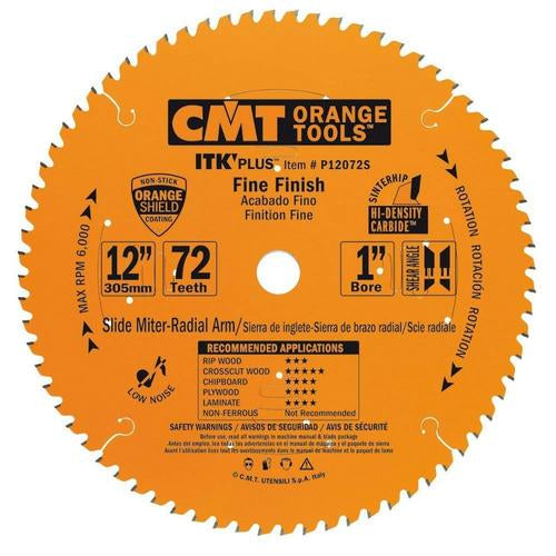 CMT P12072S ITK-Plus Finish Sliding Compound Blade 12" x 1" T72 ATB+Shear