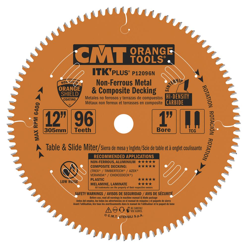 CMT P12096N ITK+ Non-Ferrous Metal & Composite Decking Blade 12" x 1" T96 TCG