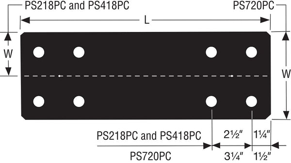 Simpson PS418PC Piling Support Strap 4 x 18 Black Powder coated