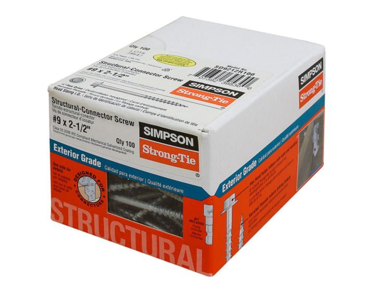 Strong-Drive #9 x 2-1/2" SD Connector Screw, Structural, Exterior Wood Screws