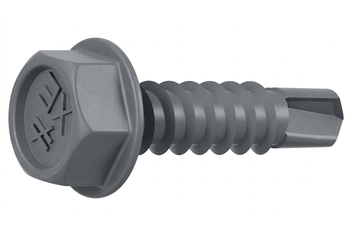Brown screw on a white background