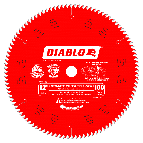 Diablo 12" x 100T Ultimate Polished Finish Saw Blade for Wood D12100X