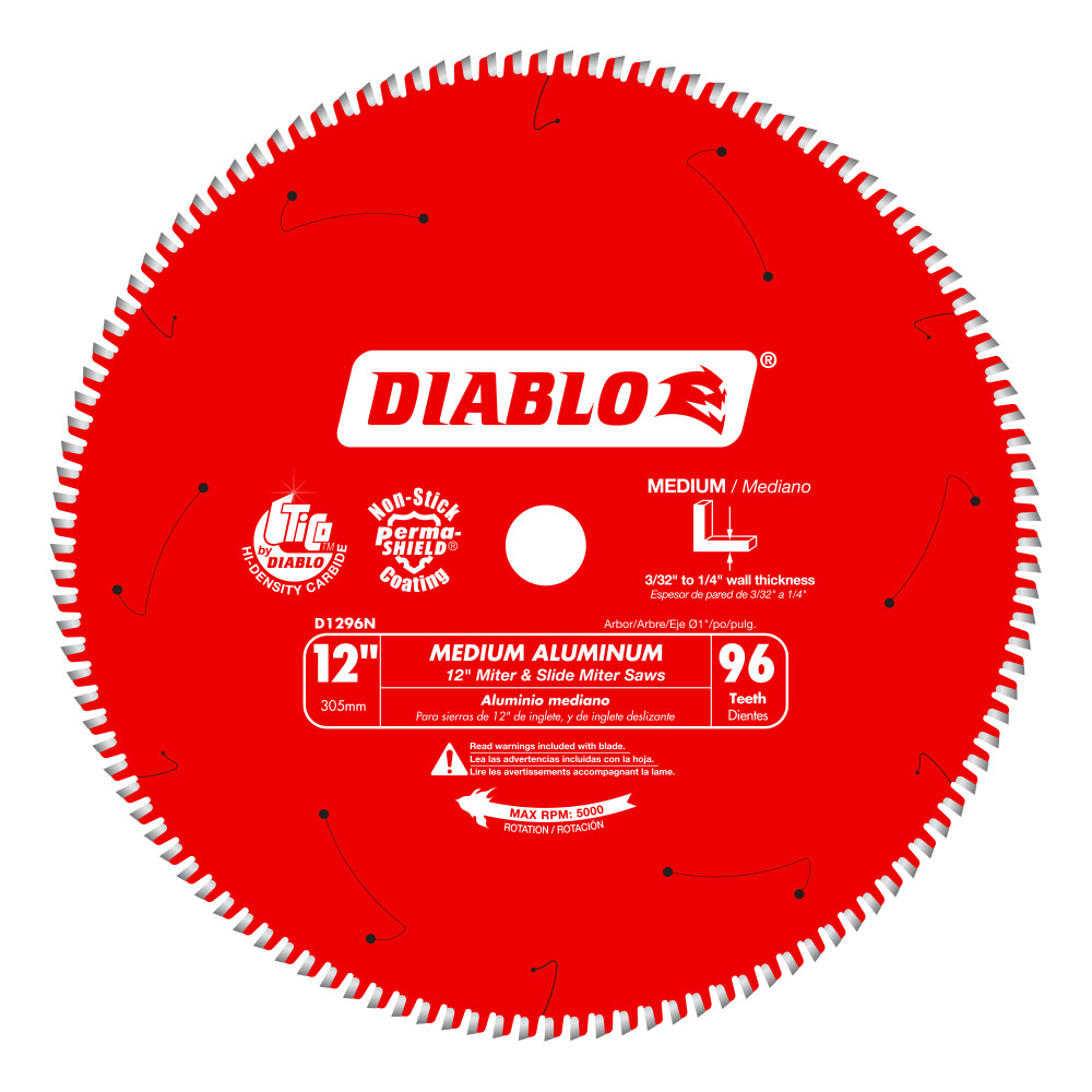 Diablo 12" x 96T Saw Blade for Medium Aluminum D1296N