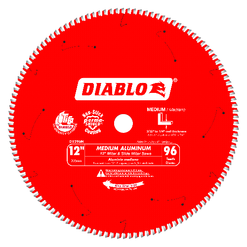 Diablo 12" x 96T Saw Blade for Medium Aluminum D1296N