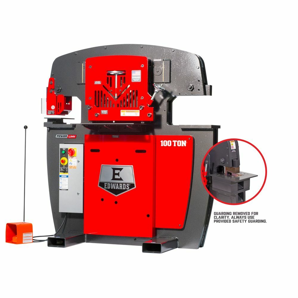 Edwards 100 Ton Ironworker 230V, 1Ph, PowerLink, Coper Notcher & 2 LED Lights