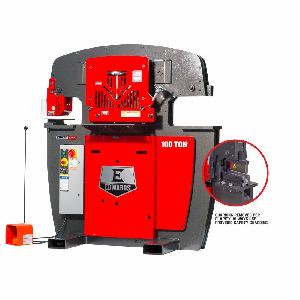 Edwards 100 Ton Ironworker 230V, 1Ph, PowerLink, Coper Notcher & 2 LED Lights