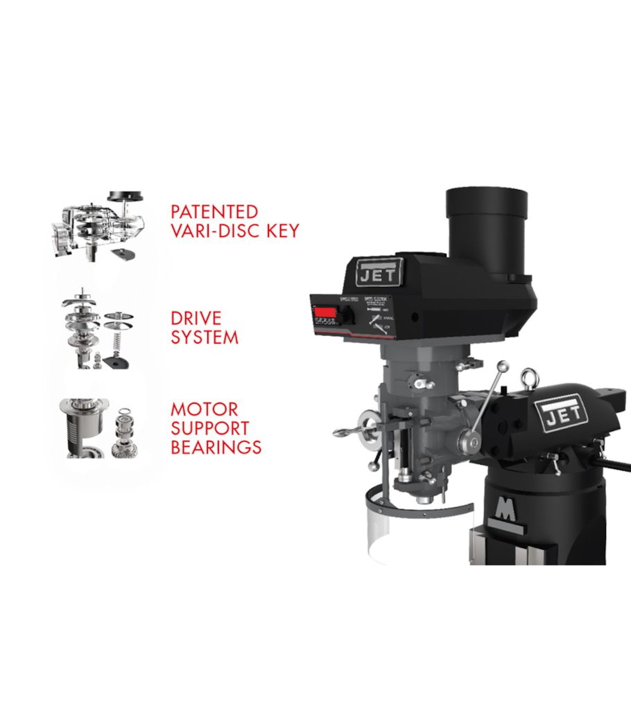 JET Elite ETM-949 Mill with 3-Axis Newall DP700 (Quill) DRO - 894158