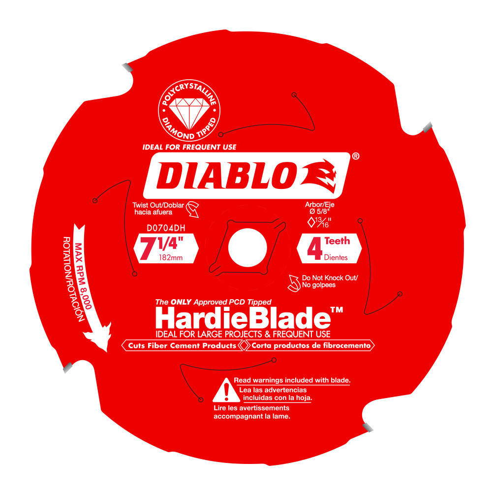 Diablo 7-1/4" x 4T HardieBlade Saw Blade for Fiber Cement D0704DH