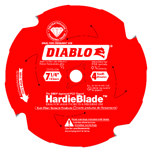 Diablo 7-1/4" x 4T HardieBlade Saw Blade for Fiber Cement D0704DH