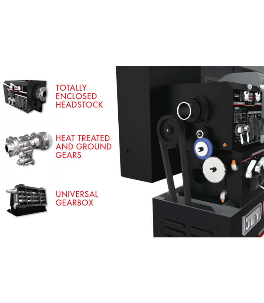 JET Elite EGH-1740 With Newall DP700 DRO With Taper Attachment and Collet Closer - 892514