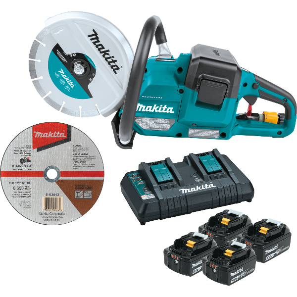 Makita 18V X2 (36V) 9" Power Cutter Saw Kit w/4 Batteries AFT, Electric Brake (5.0 Ah)
