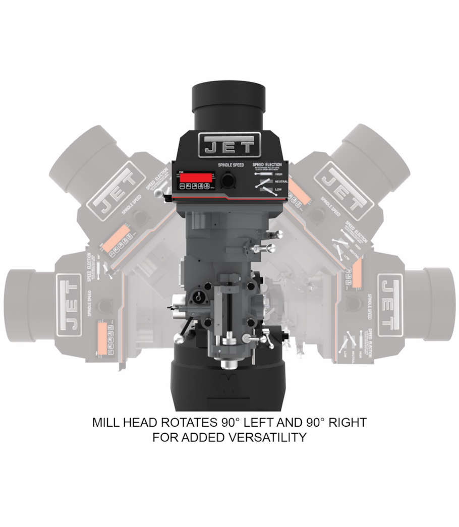 JET Elite ETM-949 Mill with 3-Axis ACU-RITE 303 (Knee) DRO and X-Axis JET Powerfeed - 894145