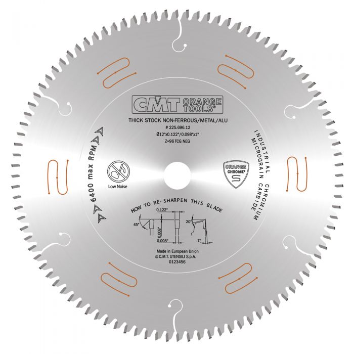 CMT 225.696.12 Non-Ferrous Metal and Melamine Saw Blade 12" x T96 TCG Neg