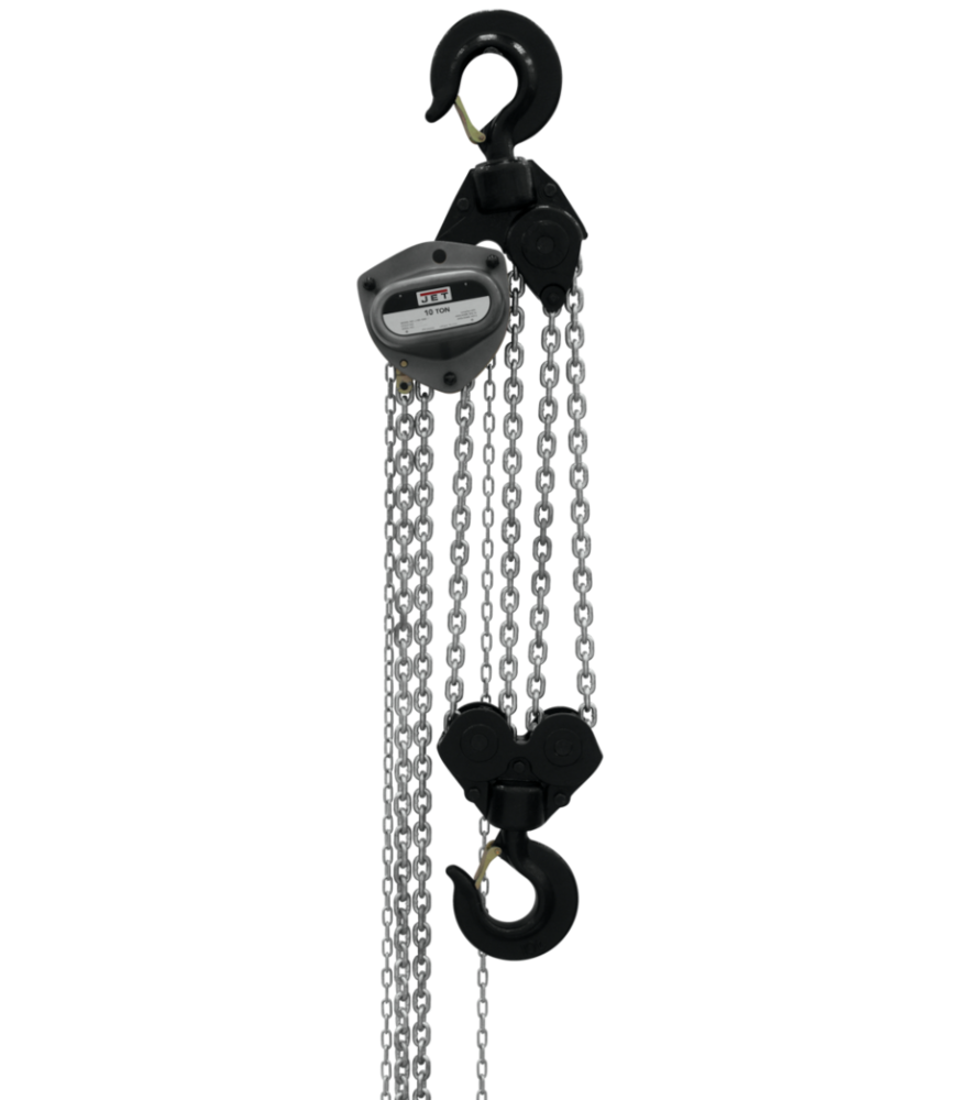 JET 10-Ton Hand Chain Hoist w/10' Lift & Overload Protection L-100 1000WO-10
