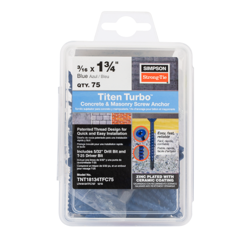 Simpson TNT18134TFC75 3/16 x 1-3/4 Flat Titen Turbo Screw Anchor