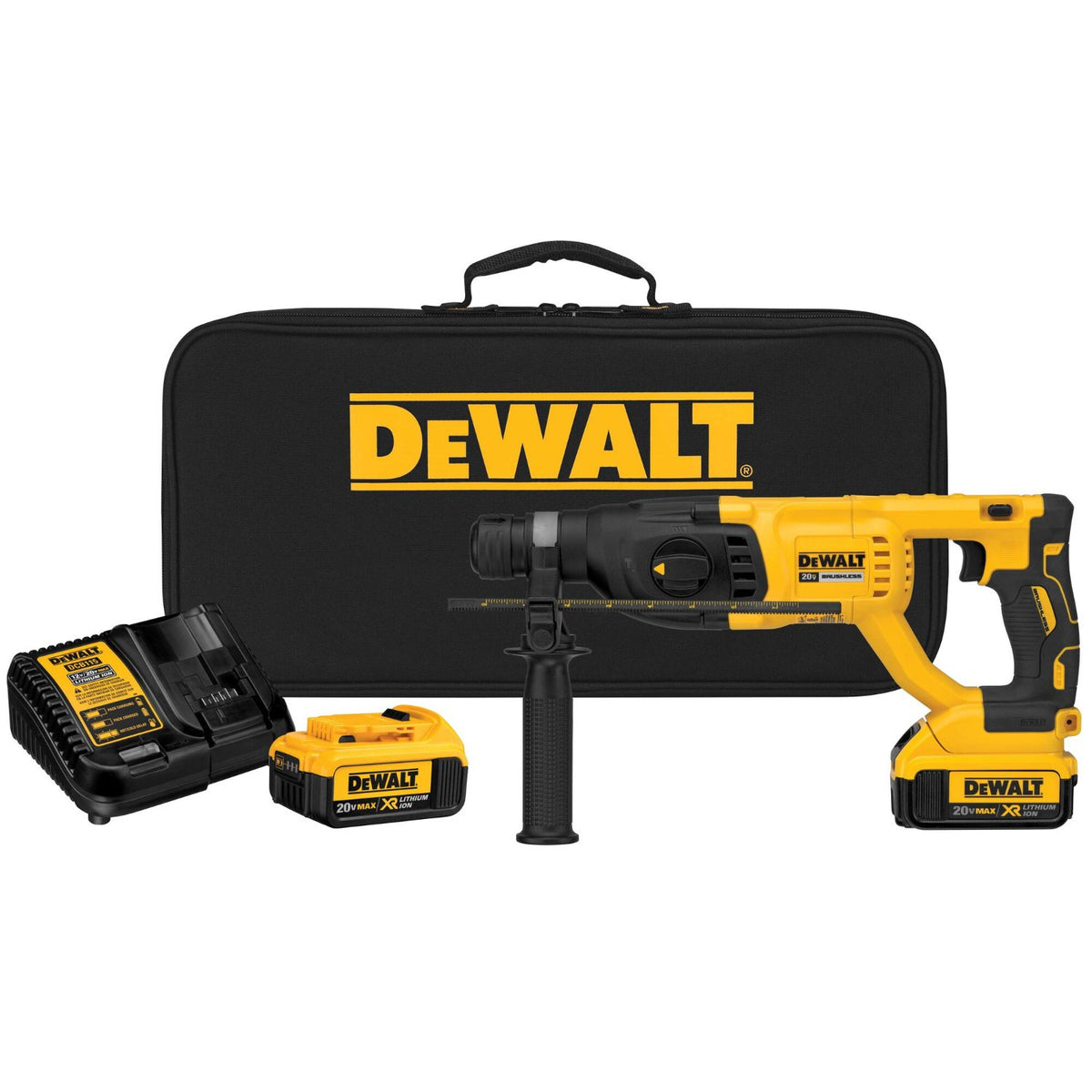 DeWALT 20V MAX XR Brushless 1-in D-Handle Rotary Hammer Kit DCH133M2