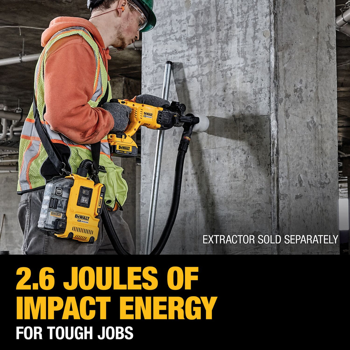 DeWALT 20V MAX XR Brushless 1-in D-Handle Rotary Hammer Kit DCH133M2
