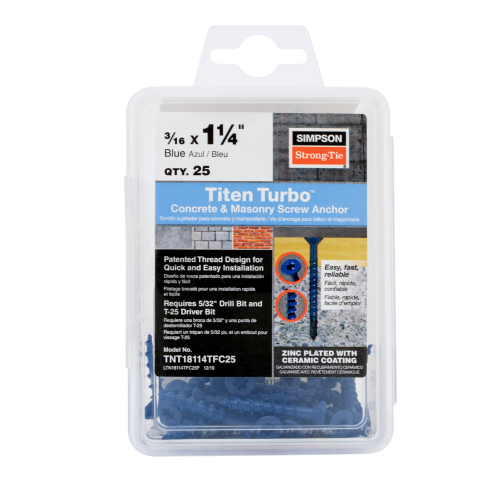 Simpson TNT18114TFC75 3/16 x 1-1/4 Flat Titen Turbo Screw Anchor