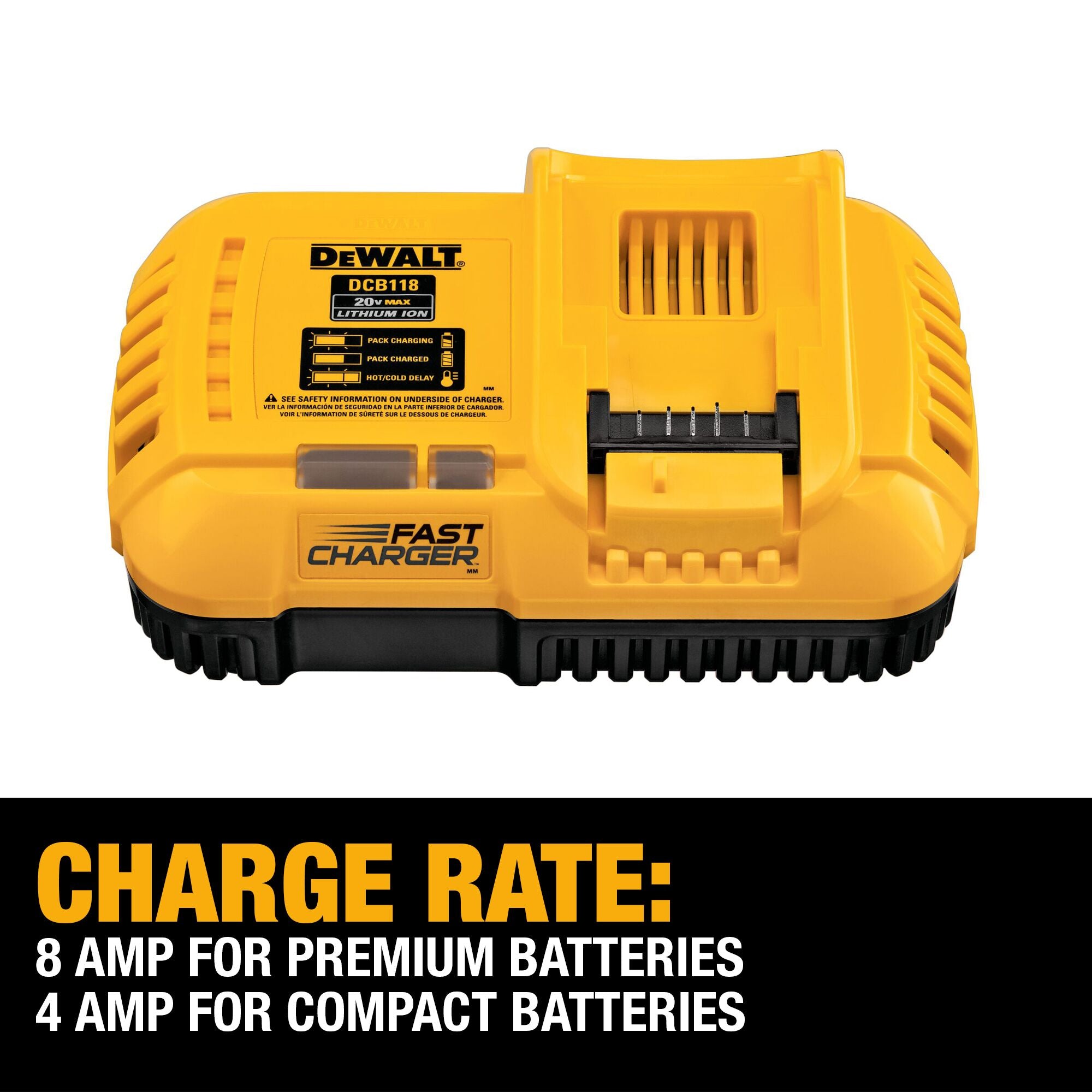 DeWALT Flexvolt 20V/60V MAX Charger, Fan Cooled Fast Charger DCB118