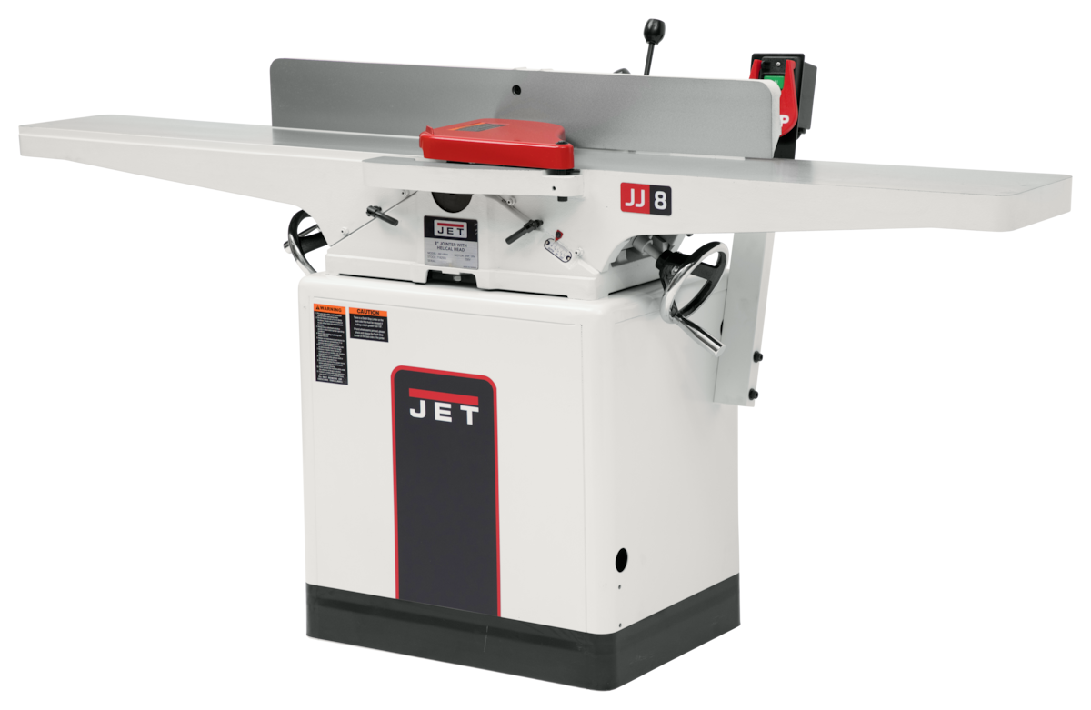 JET JWJ-8HH, 8" Jointer, Helical Cutterhead, 2 HP, 1Ph 230V