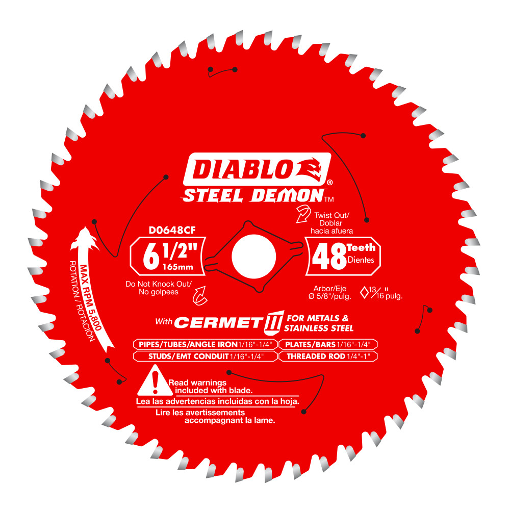 Diablo 6-1/2" x 48T Steel Demon Cermet II Saw Blade for Medium Metal D0648CFA