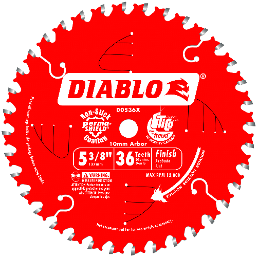 Diablo 5-3/8" x 36T Finish Trim Saw Blade for Wood D0536X