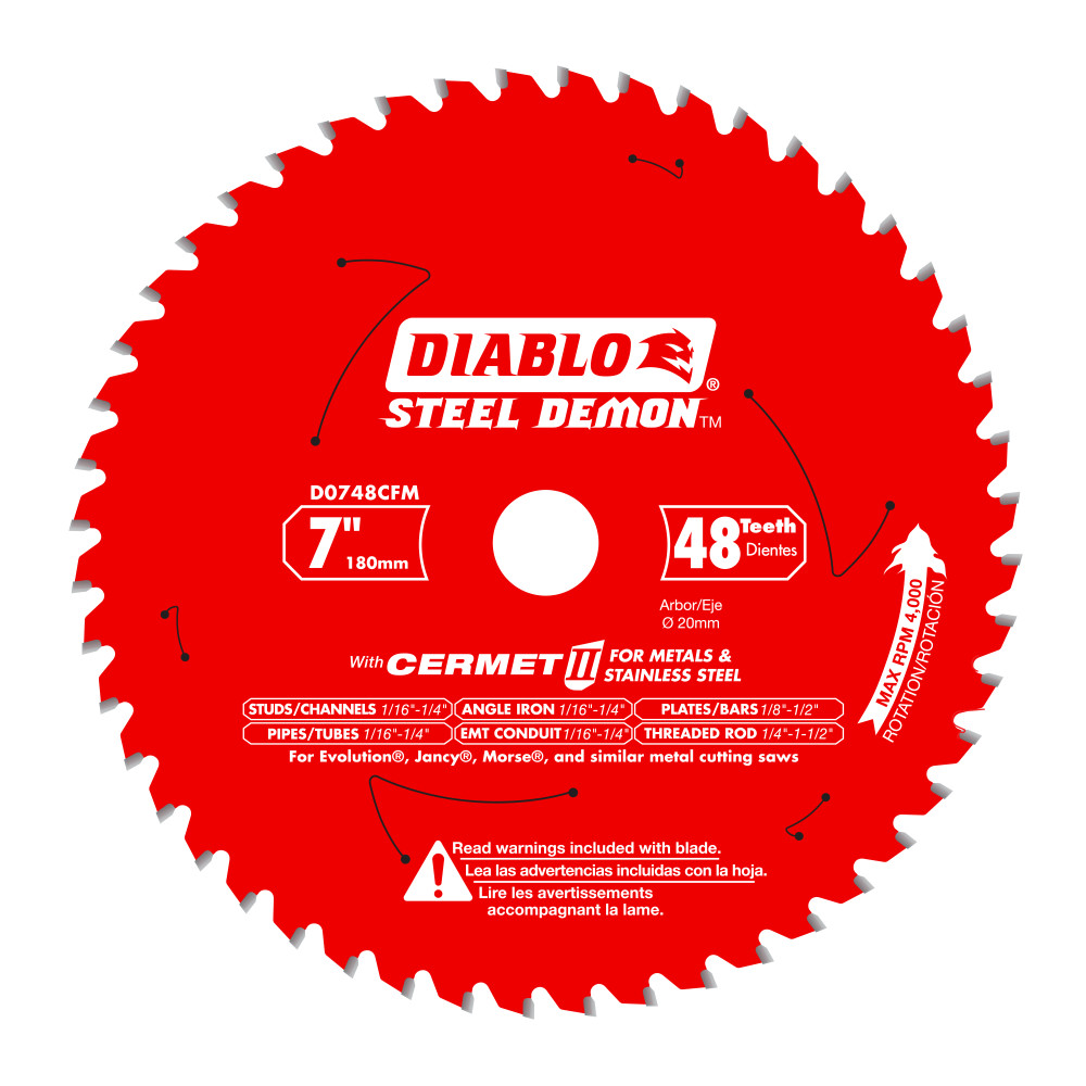 Diablo 7" x 48T Steel Demon Cermet II Saw Blade for Medium Metal D0748CFM