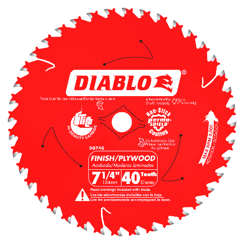 Diablo 7-1/4" x 40T Finish Saw Blade for Wood D0740A