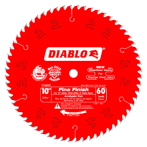 Diablo 10" x 60T Fine Finish Saw Blade for Wood D1060X