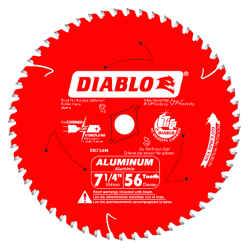Diablo 7-1/4" x 56T Saw Blade for Thick Aluminum D0756N