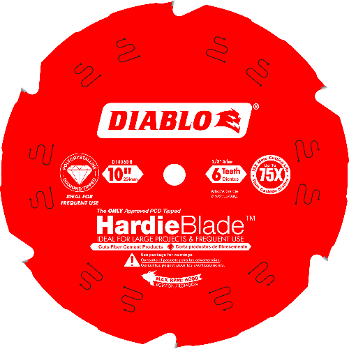 Diablo 10" x 6T HardieBlade Saw Blade for Fiber Cement D1006DH