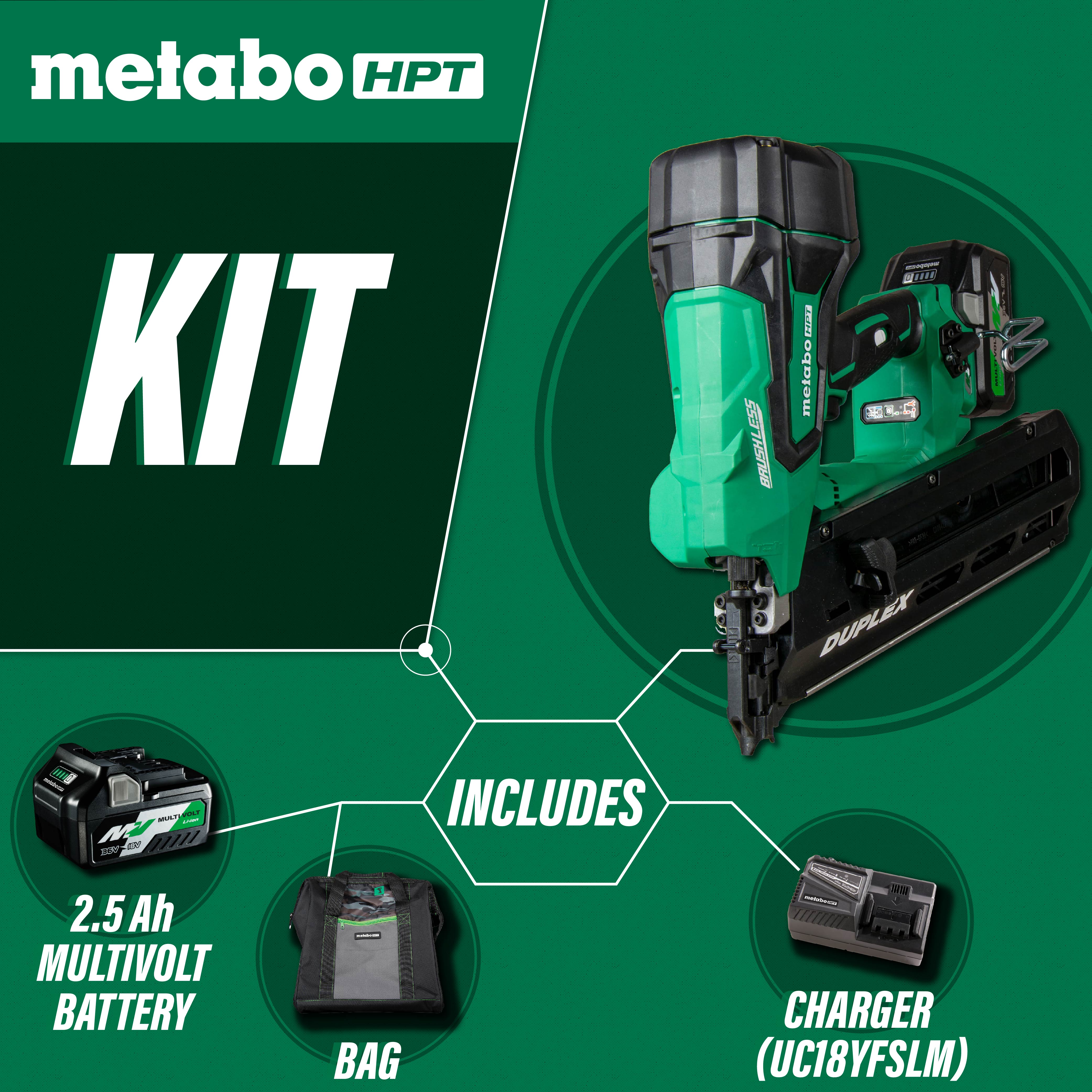 Metabo 36V 3-1/2" MultiVolt Cordless Duplex Nailer NR3675DD