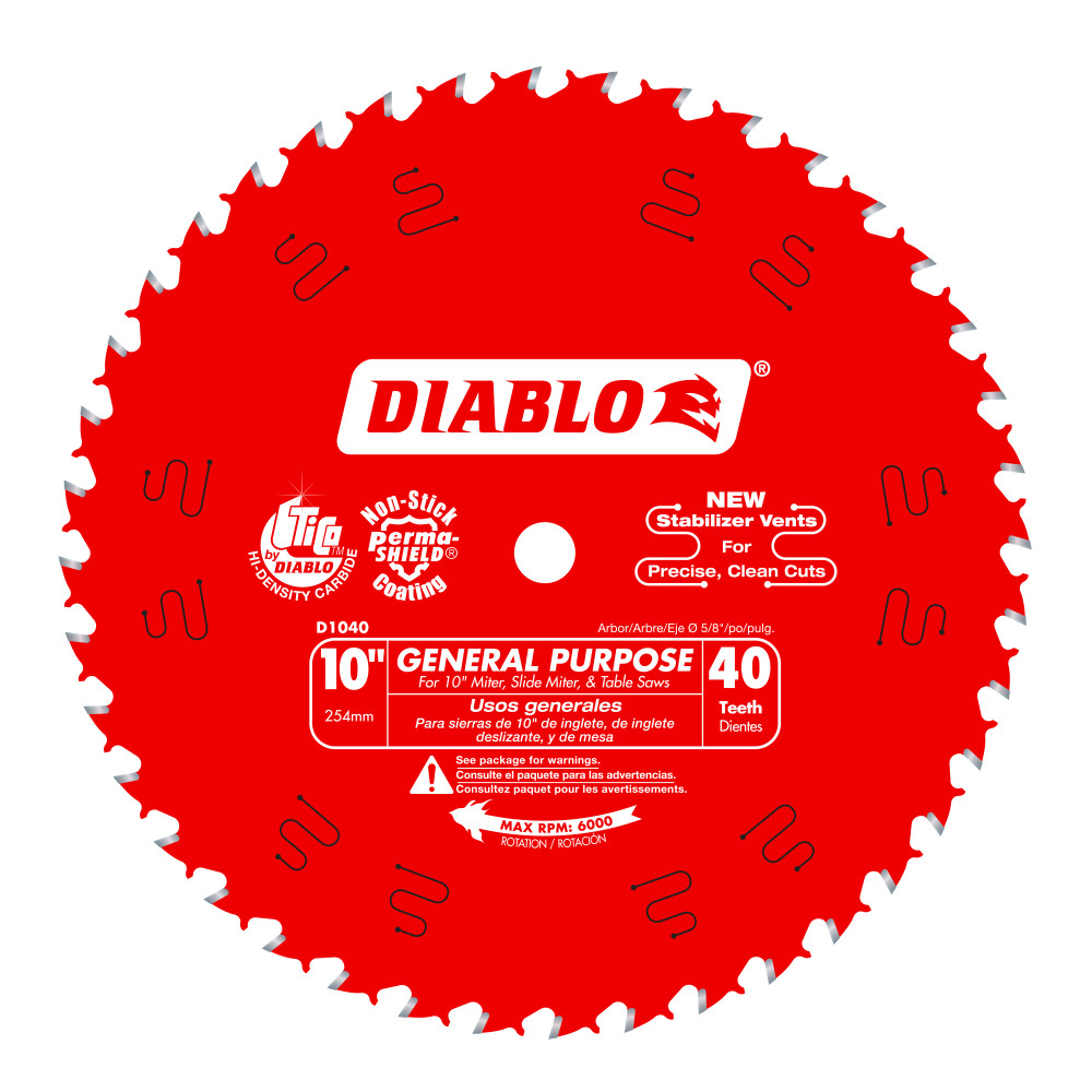 Diablo 10" x 40T General Purpose Saw Blade for Wood D1040X
