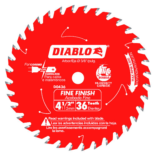 Diablo 4-1/2" 36T Fine Finish Saw Blade D0436X