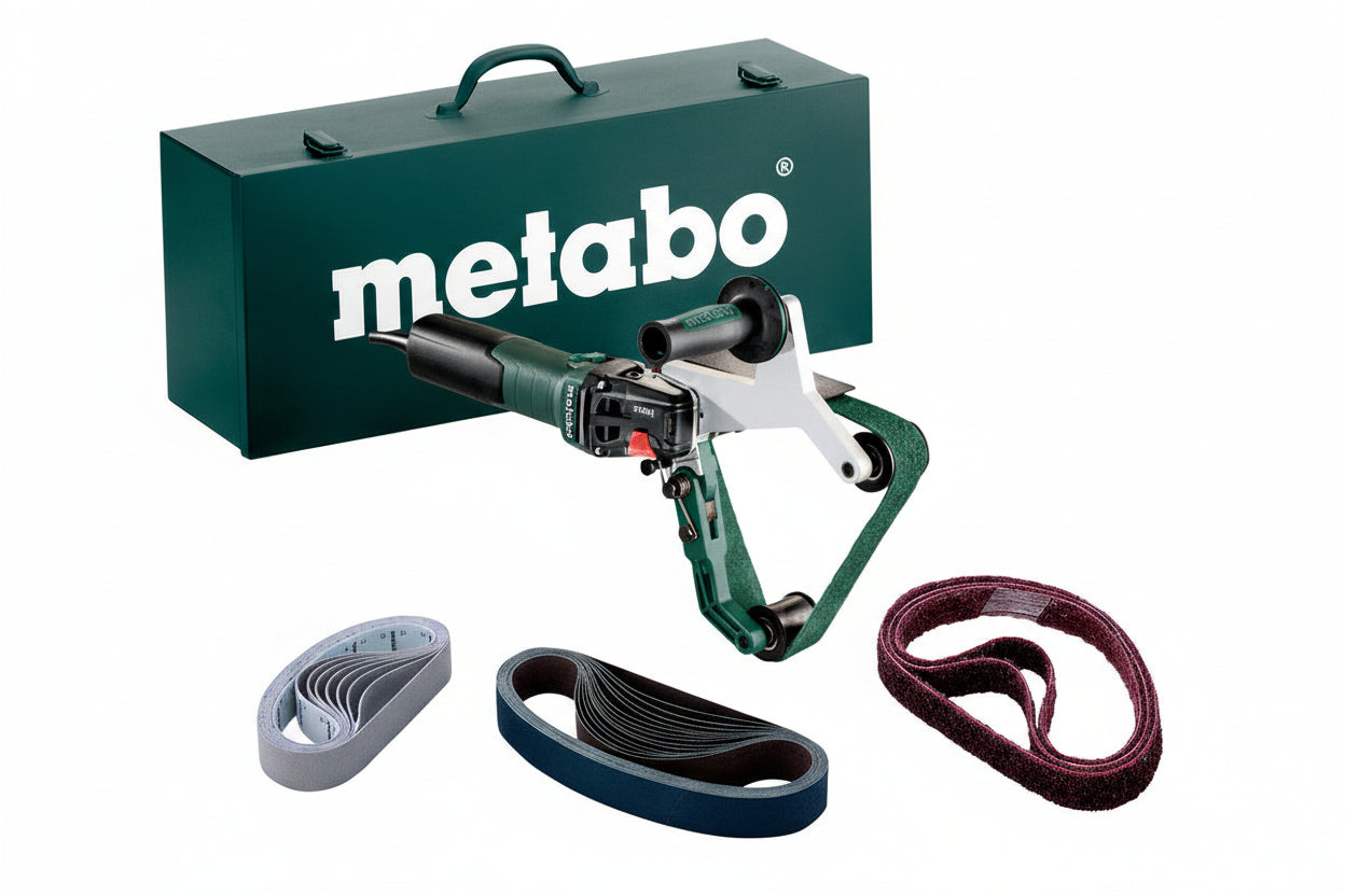 Metabo - RBE 15-180 SETPipe/Tube Sander Kit - 1, 650-5, 500'/min - 13.5 Amp W/Lock-On, Accessory Set, Inox - Stainless Steel Finishing