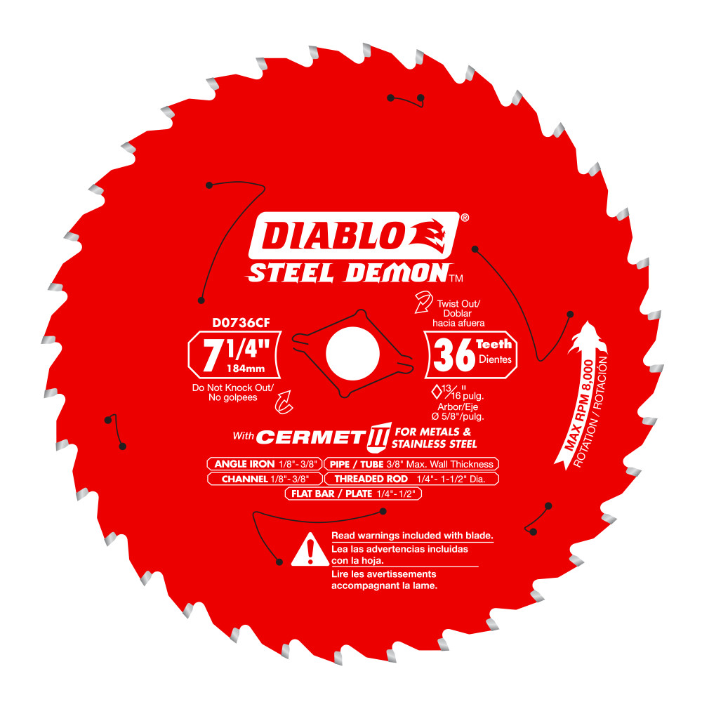 Diablo 7-1/4" x 36T Steel Demon Cermet II Saw Blade for Thick Metal D0736CF