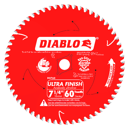 Diablo 7-1/4" x 60T Ultra Finish Saw Blade D0760X