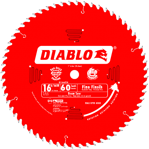 Diablo 16-5/16" x 60T Fine Finish Saw Blade for Wood D1660X