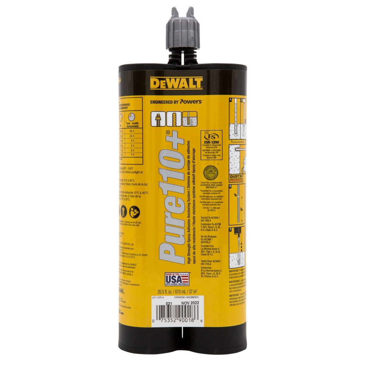 DeWALT Pure110+ Epoxy Injection Adhesive Anchoring System 21 Oz
